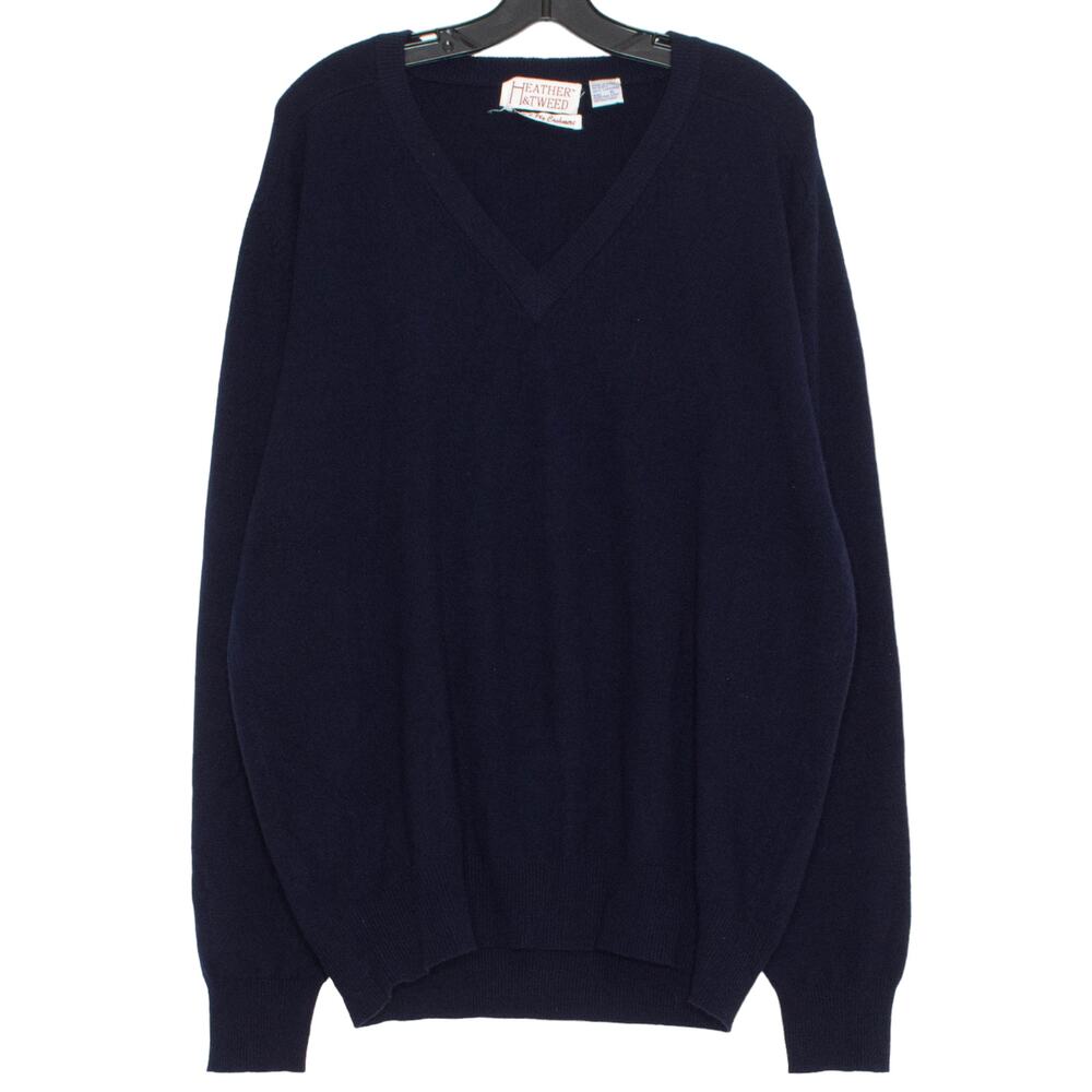 Vintage Sweater Cashmere Old Money Grandpa Minimalist Preppy Academia Blue XL